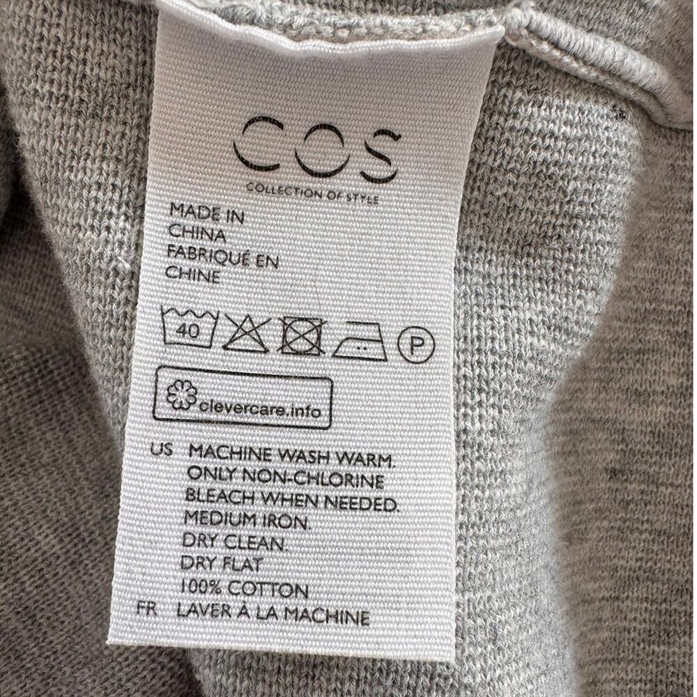 Cos Small Light Gray Turtleneck Sweater 100% Cotton - Picture 5 of 9